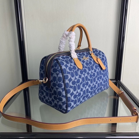 Coach Rowan Satchel Bag In Signature Denim Canvas NWT CY699 - Picture 4 of 8